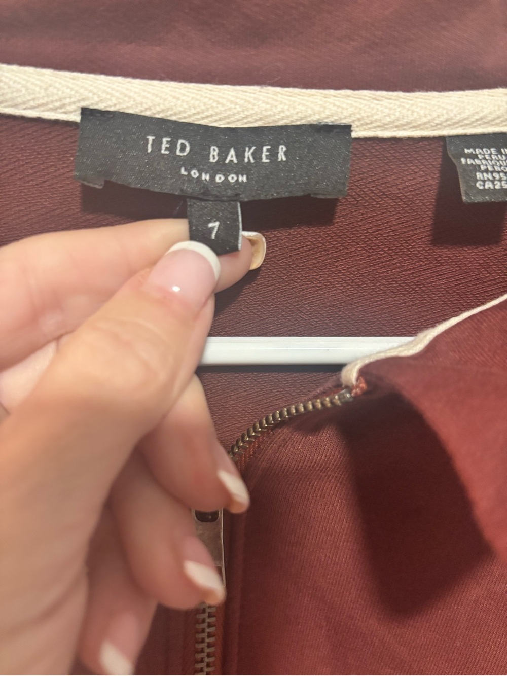 Ted Baker Burgundy Quarter Zip size Uk 7 US L excellent condition